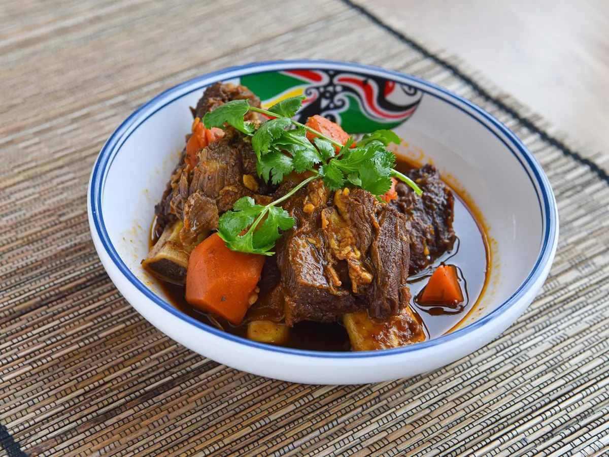 Pacifc-Asian-Cuisine-Chinese-restaurant-Braised-Beef-with-Carrot-RI Braised Beef with Carrot of tender beef chunks and carrots cooked in a rich sauce